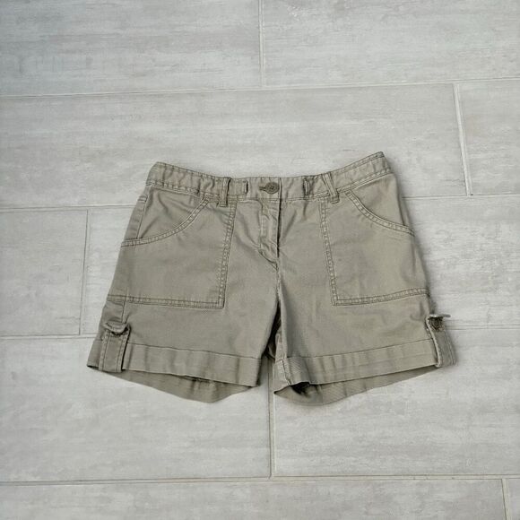Dalia Collection Modern Fit Chino Shorts Khaki Beige Cargo Mid-Rise Pockets Sz 6 - Picture 1 of 8